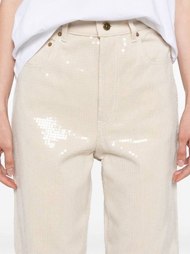 Transparent All Over Sequin Straight Pants Ecru - GOLDEN GOOSE - BALAAN 5