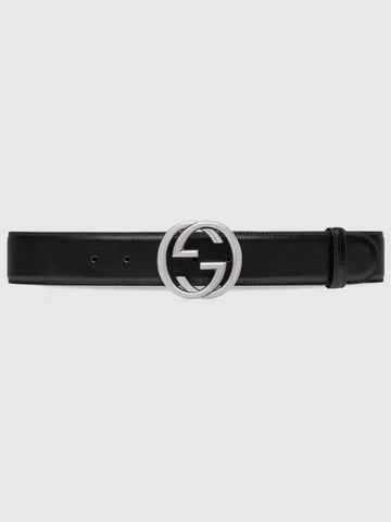 Interlocking G Buckle Leather Belt Black - GUCCI - BALAAN 2