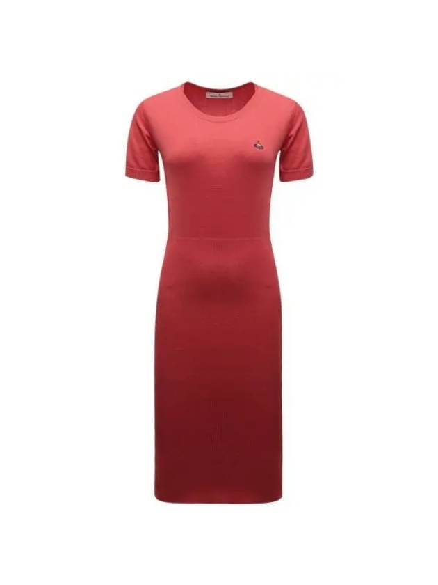 Women's ORB Knit Blend Short Dress Coral Red - VIVIENNE WESTWOOD - BALAAN 1