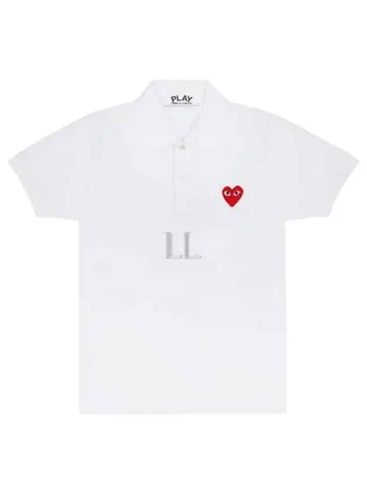 Red Heart Wappen Polo Shirt P1 T006 5 White - COMME DES GARCONS - BALAAN 2