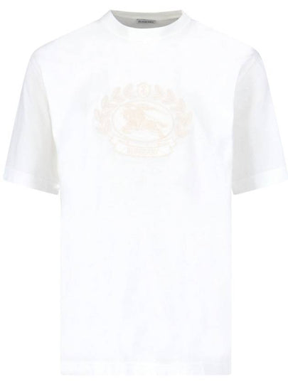 Embroidered Logo Cotton Short Sleeve T-Shirt White - BURBERRY - BALAAN 2