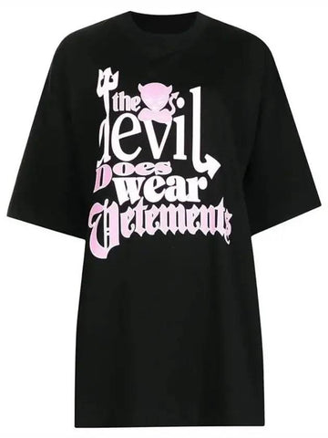 Devil Wear Print Short Sleeve T-Shirt Black - VETEMENTS - BALAAN 1