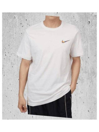 Men's NSW Club Swoosh Print Sport Short Sleeve T-Shirt White - NIKE - BALAAN 2