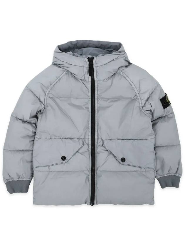 Stone Kids Waffen Patch Down Hooded Padded Jacket Gray 811640223 V0064 14A Adults can wear - STONE ISLAND - BALAAN 4