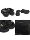 G35927 Black Cotton Tweed Calfskin Pearl CC Logo Velcro Strap Women s Sandals 37 - CHANEL - BALAAN 4