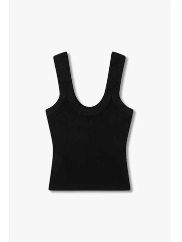 Embossed Logo Ribbed Tank Top Black - ALEXANDER WANG - BALAAN 1