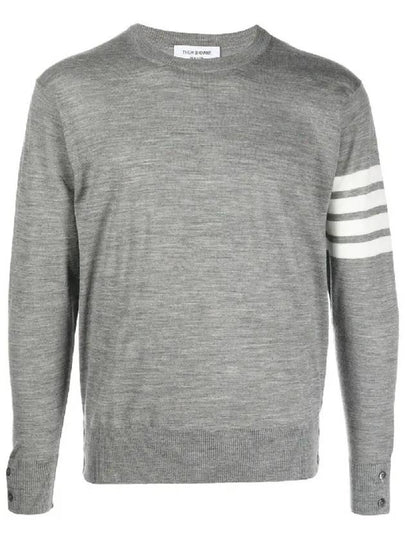 4 Bar Armband Classic Merino Wool Knit Top Light Grey - THOM BROWNE - BALAAN 2