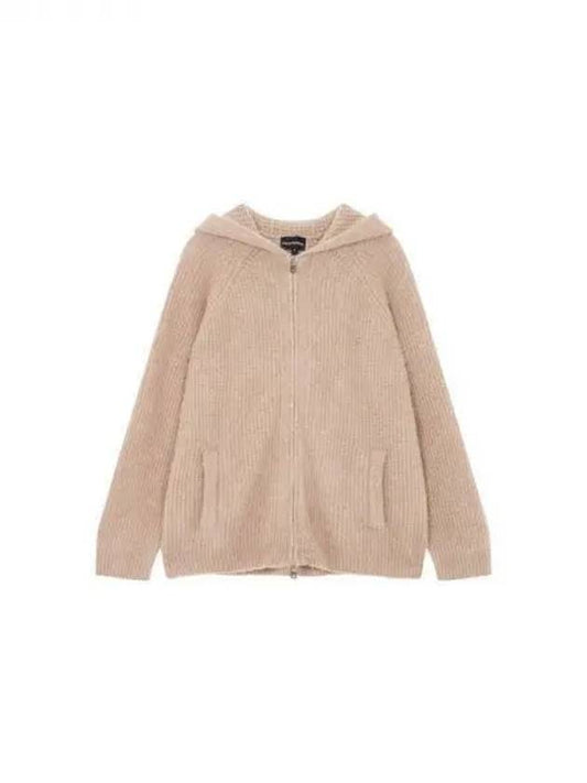 Women s alpaca wool knit zip up cardigan beige 270721 - EMPORIO ARMANI - BALAAN 1