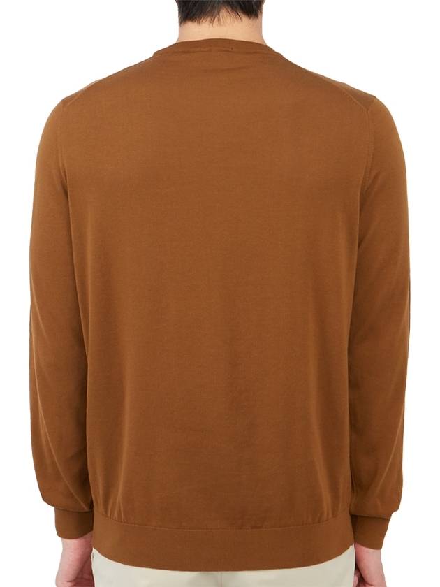 Men's Crew Neck Cotton Knit Top Brown - DRUMOHR - BALAAN 5