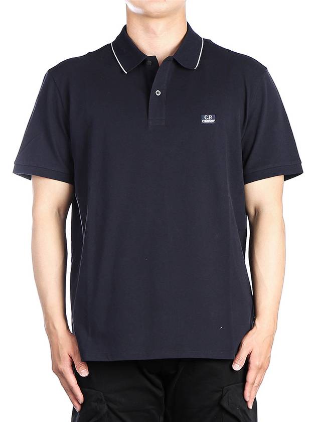 Stretch Piquet Striped Collar Polo Shirt Navy - CP COMPANY - BALAAN 2