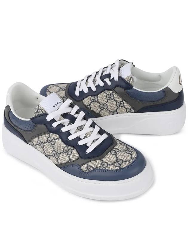 Men's GG Supreme Low Top Sneakers Blue Beige - GUCCI - BALAAN 4