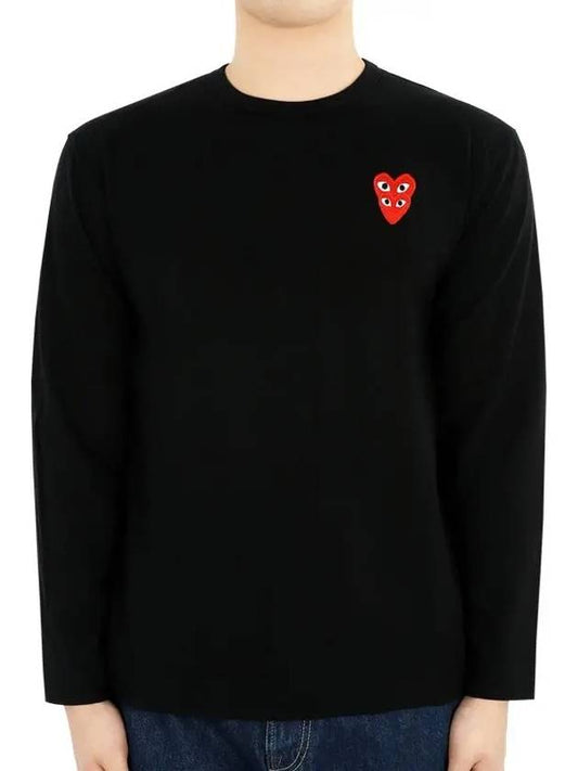 Men's Red Heart Patch Long Sleeve Black P1 T292 BLACK - COMME DES GARCONS - BALAAN 2