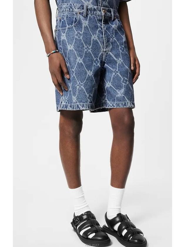 1AFQFH Monogram Printed Denim Shorts - LOUIS VUITTON - BALAAN 2