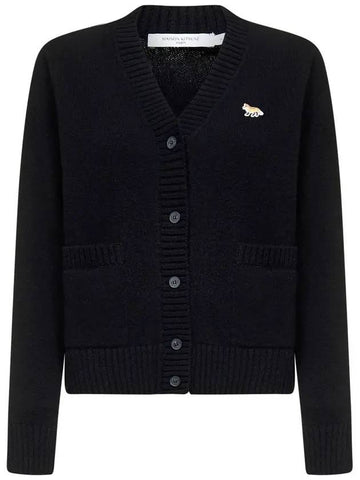 Baby Fox Patch Boxy Cardigan Black - MAISON KITSUNE - BALAAN.