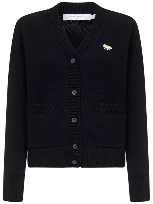 Baby Fox Patch Boxy Cardigan Black - MAISON KITSUNE - BALAAN.