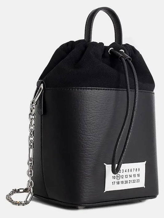 5AC Number Logo Texture Leather Bucket Bag Black - MAISON MARGIELA - BALAAN 2