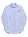 Fox Head Embroidery Long Sleeve Shirt Blue - MAISON KITSUNE - BALAAN 4