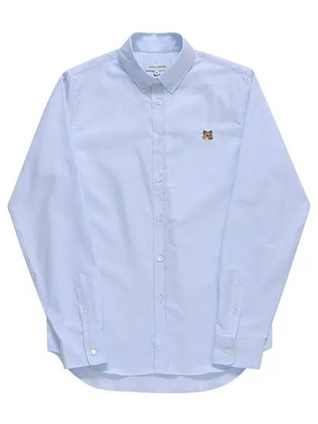 Fox Head Embroidery Long Sleeve Shirt Blue - MAISON KITSUNE - BALAAN 6