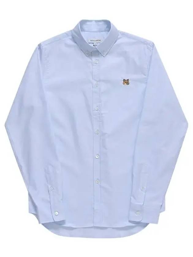 Fox Head Embroidery Long Sleeve Shirt Blue - MAISON KITSUNE - BALAAN 3