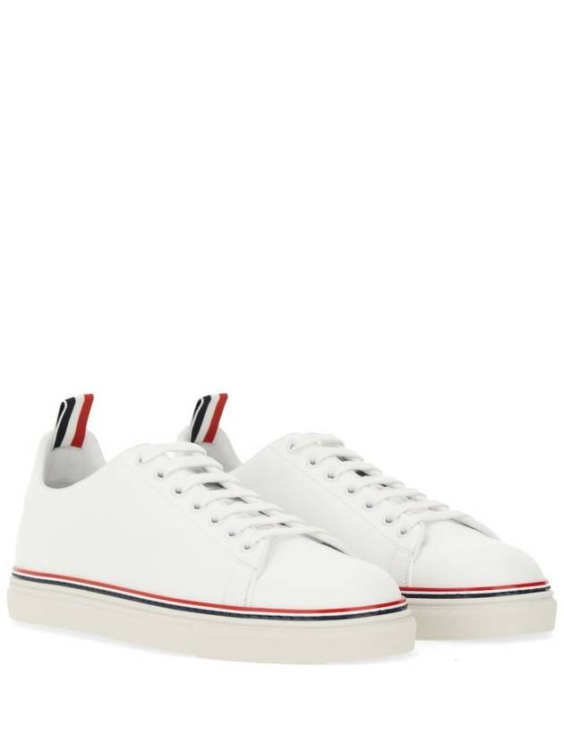 Tennis Vitello Calf Leather Low Top Sneakers White - THOM BROWNE - BALAAN 4