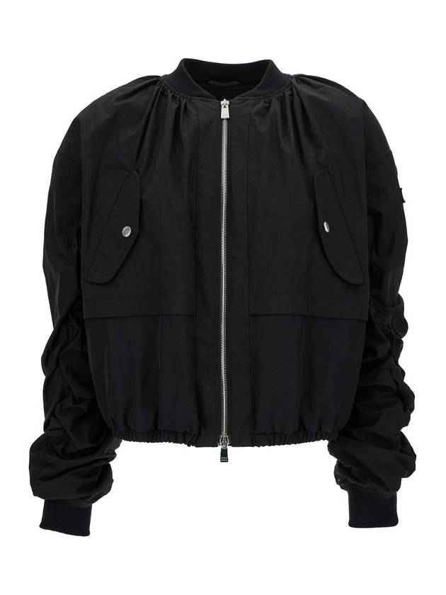 Curled Sleeves Technical Fabric Bomber Jacket Black - TATRAS - BALAAN 1