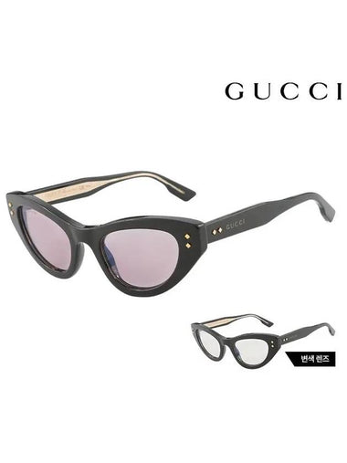 Cat Eye Discolored Lens Acetate Sunglasses Black - GUCCI - BALAAN 1