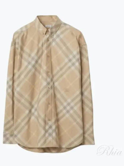 Check Cotton Long Sleeve Shirt Beige - BURBERRY - BALAAN 2