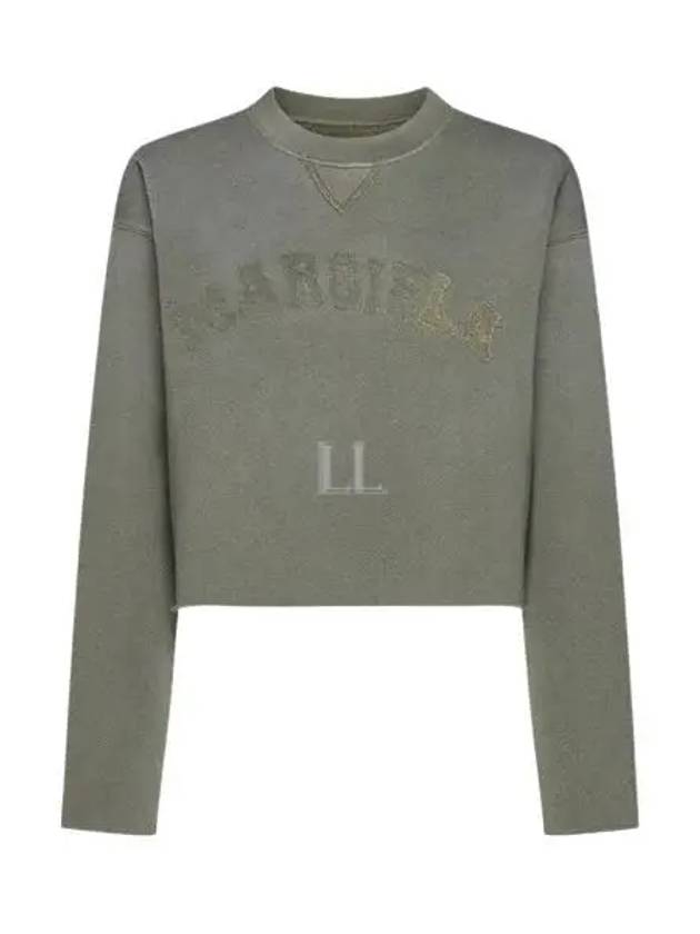 Logo Vintage Cropped Cotton Long Sleeve T-Shirt Green - MAISON MARGIELA - BALAAN 2