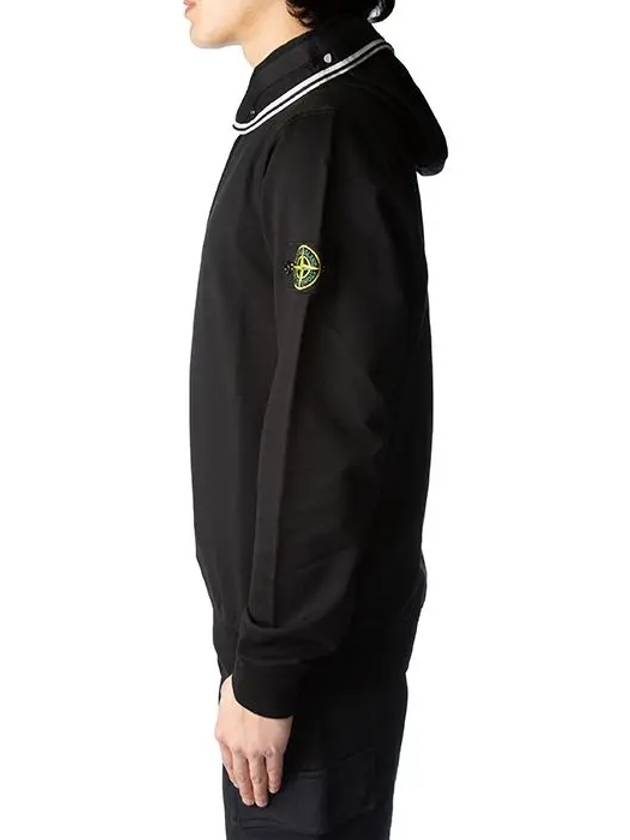 Garment Dyed Cotton Stretch Fleece Hoodie Black - STONE ISLAND - BALAAN 5