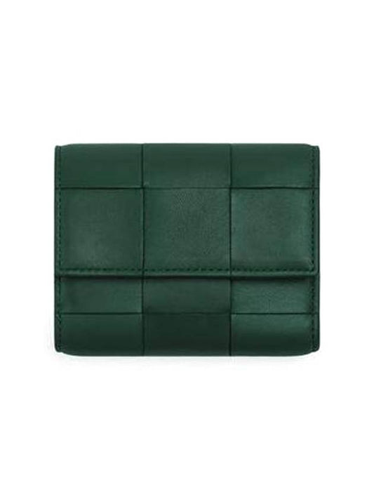 Cassette Tri-Fold Zipper Half Wallet Emerald Green - BOTTEGA VENETA - BALAAN 1