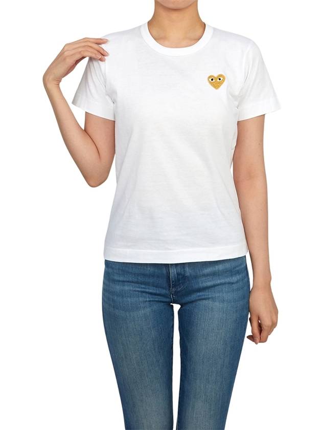 Women's Small Gold Heart Logo Short Sleeve T-Shirt P1 T215 4 White - COMME DES GARCONS PLAY - BALAAN 5