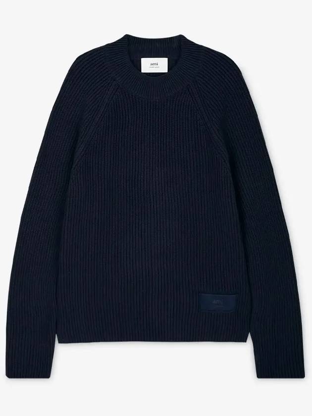 Logo Patch Basic Knit Top Navy - AMI - BALAAN 3