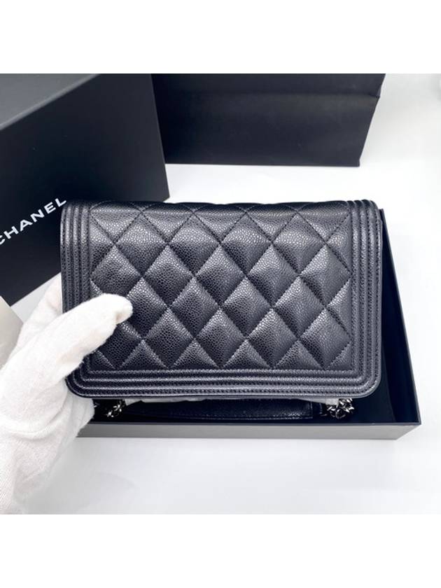 Boy  Cossbody Bag Grained Calfskin Ruthenium Black - CHANEL - BALAAN 6