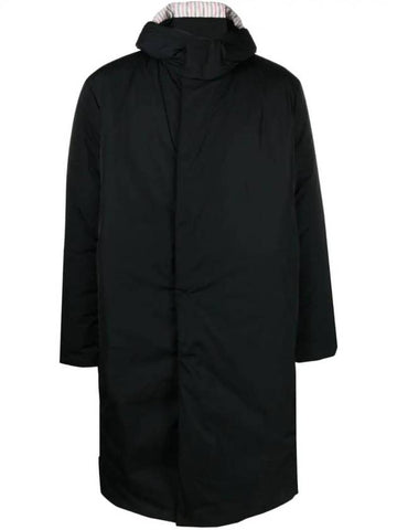 Poly Twill Tech Hooded Down Fill Duffle Coat Black - THOM BROWNE - BALAAN 1