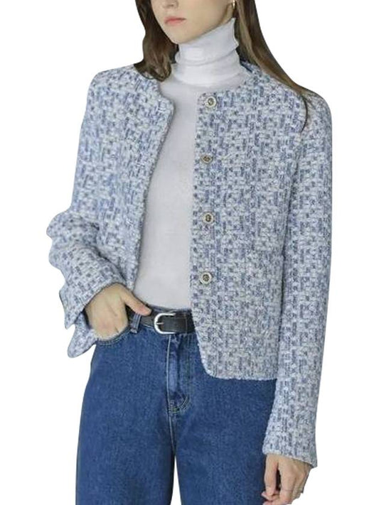 Wool Block Tweed Jacket Blue - KELLY DONAHUE - BALAAN 1