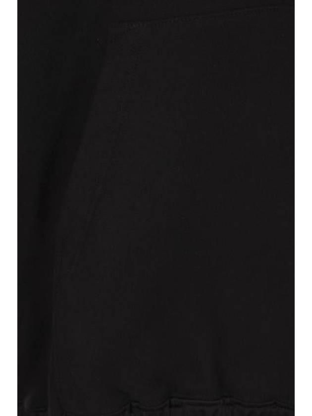 Embroidered Logo Ribbed Cuffs Cotton Hoodie Black - SAINT LAURENT - BALAAN 4