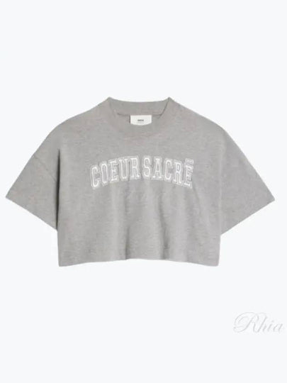 Logo Crop Short Sleeve T-shirt Grey - AMI - BALAAN 2