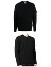 Logo Patch Crew Neck Wool Knit Top Black - STONE ISLAND - BALAAN 5