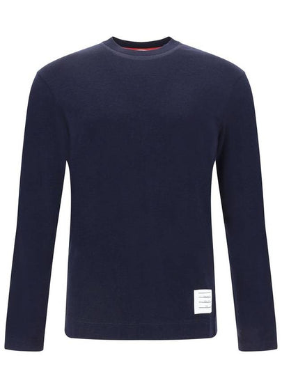 4 Bar Jersey Stretch Wool Knit Top Navy - THOM BROWNE - BALAAN 2