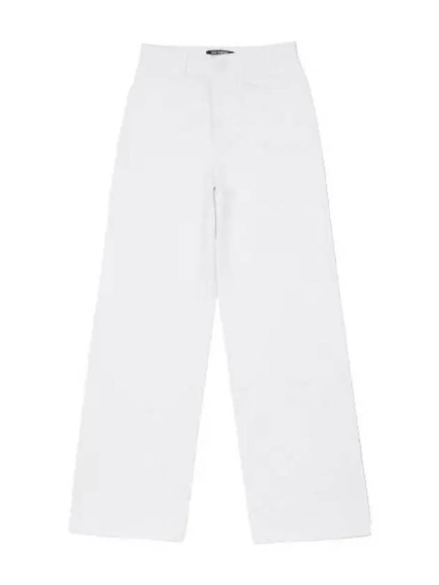 High Waist Bag Logo Patch Pants White - RAF SIMONS - BALAAN 1