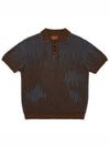 Men's I4SN03BR Artificial Meteor Shower Collar Short Sleeve Knit Brown - IOEDLE - BALAAN 2