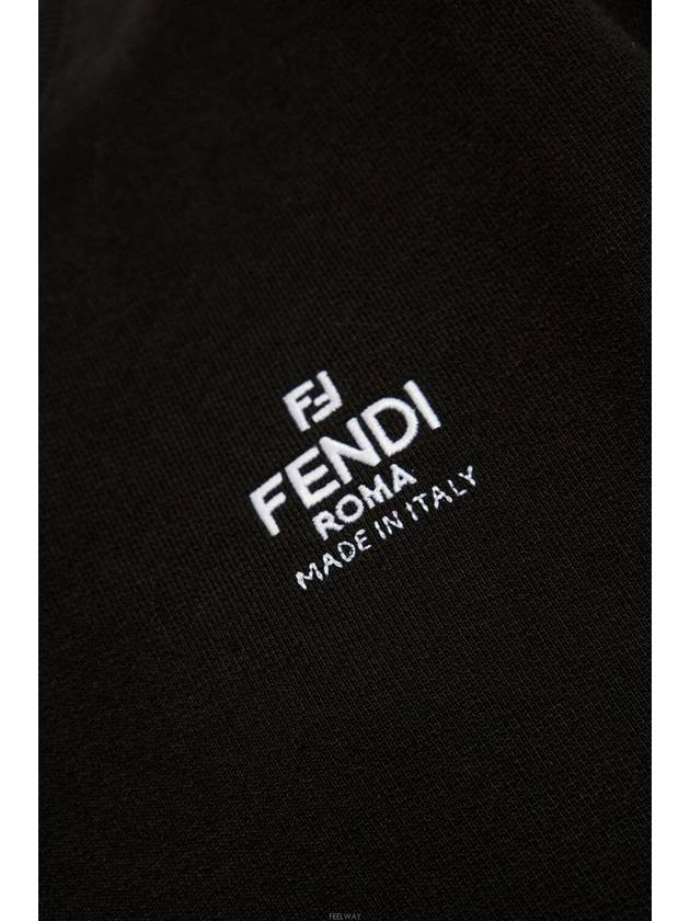Logo Embroidery Crew Neck Sweatshirt Black - FENDI - BALAAN 4