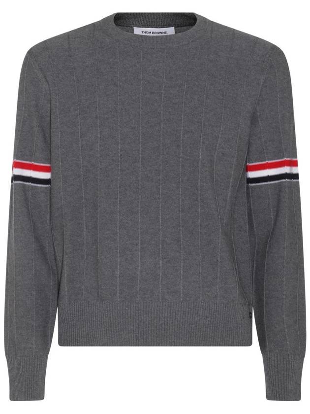 Men's Wool Relaxed Pullover Knit Top Med Grey - THOM BROWNE - BALAAN 1