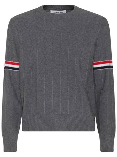 Men's Wool Relaxed Pullover Knit Top Med Grey - THOM BROWNE - BALAAN 1