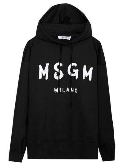 Milano Brushed Logo Print Hoodie Black - MSGM - BALAAN 2