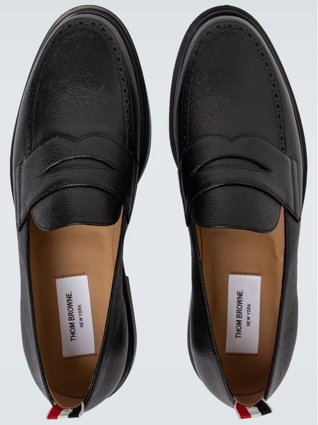 Pebble Grain Rubber Sole Penny Loafer Black - THOM BROWNE - BALAAN 3