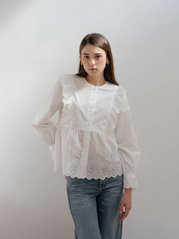 white lace trim shirt - YOUNESS - BALAAN 3