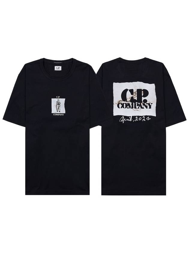 30/2 Mercerized Jersey Twisted Graphic Short Sleeve T-Shirt Black - CP COMPANY - BALAAN 11