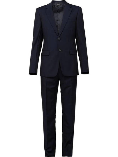 Wool Mohair Single Breasted Suit Navy - PRADA - BALAAN 2