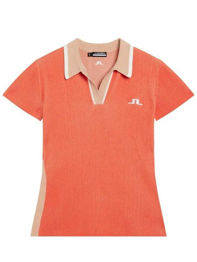 Women's Rani Knit Polo Short Sleeve T-Shirt Hot Coral - J.LINDEBERG - BALAAN 2